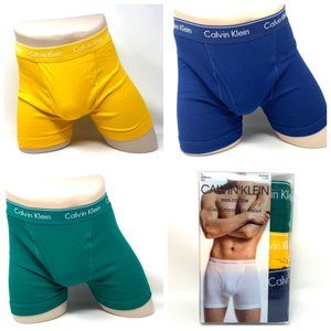 🎄SALE🎄 Calvin Klein 3 Pack Men's Cotton Stretch Green Yellow Blue Boxer Brief